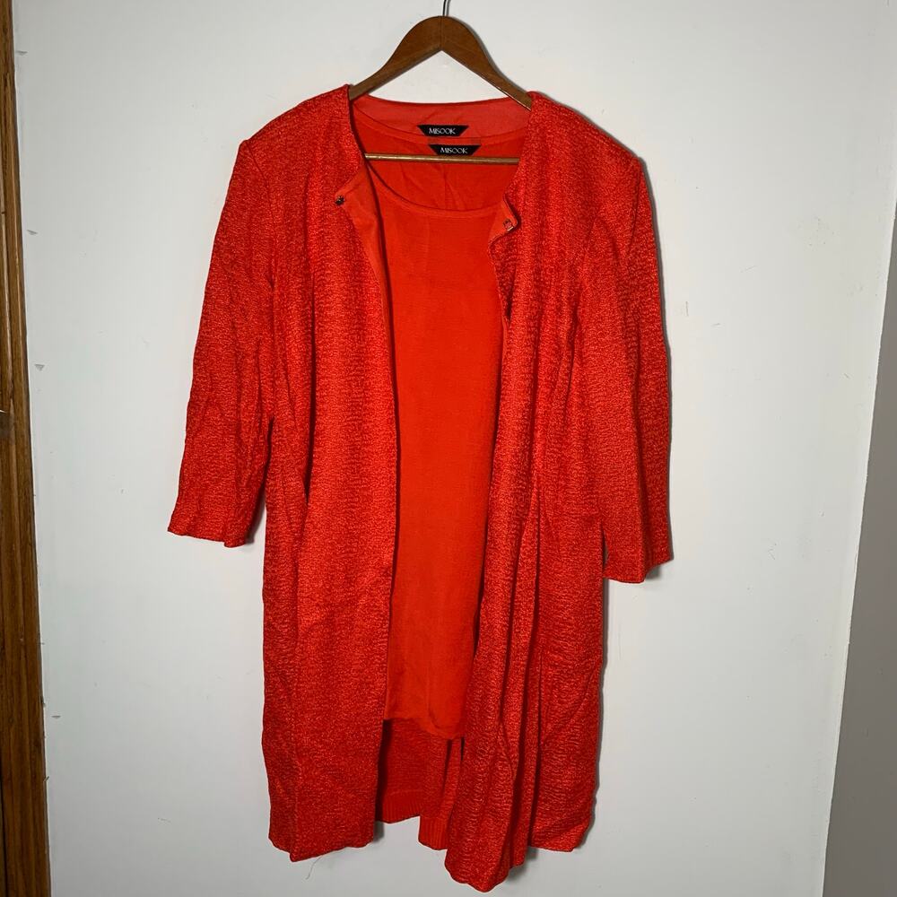 Womens Misook Cardigan Set Red Size XL EUC!